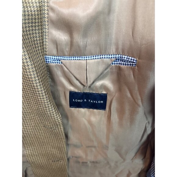 Lauren Ralph Lauren Mens Houndstooth Sport Coat Jacket Tan Size 42R 100 % silk - Picture 15 of 16